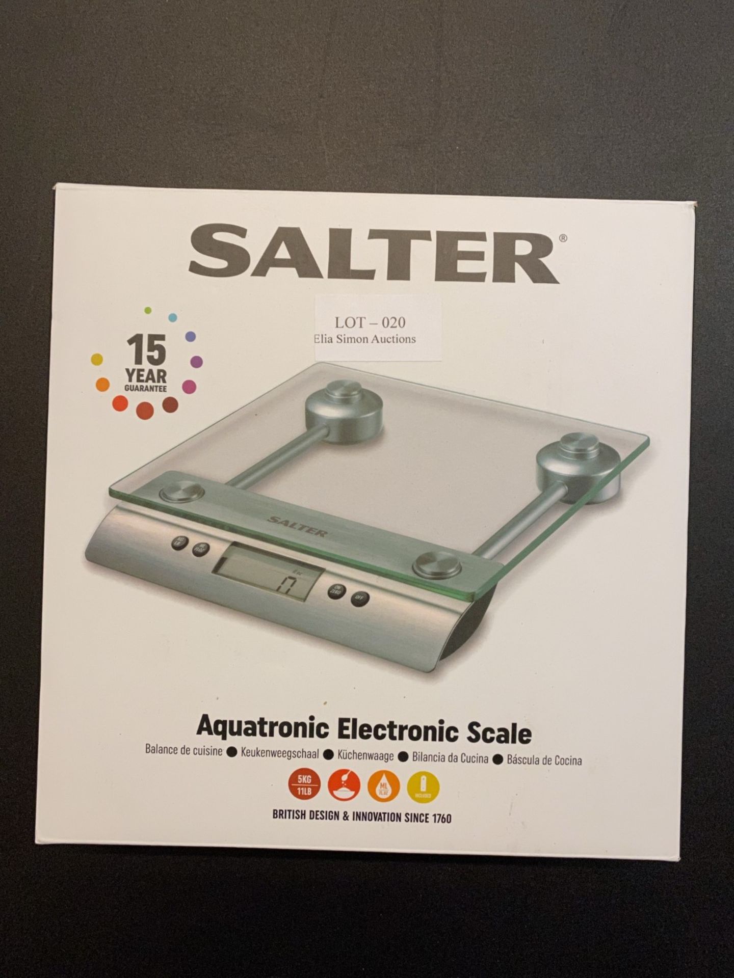 RRP £29 Salter Aquatronic Digital Stylish Glass Platform Silver Design Electronic Cooking Scale Appl - Image 2 of 2