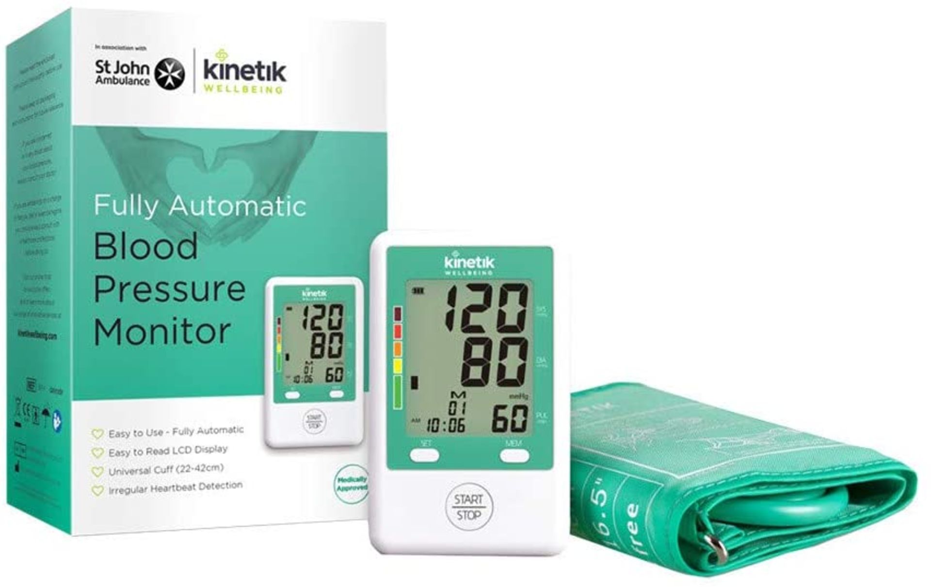 Kinetik Medical Medical Wellbeing Automatic Upper Arm Blood Pressure Monitor, Fast Measurement with