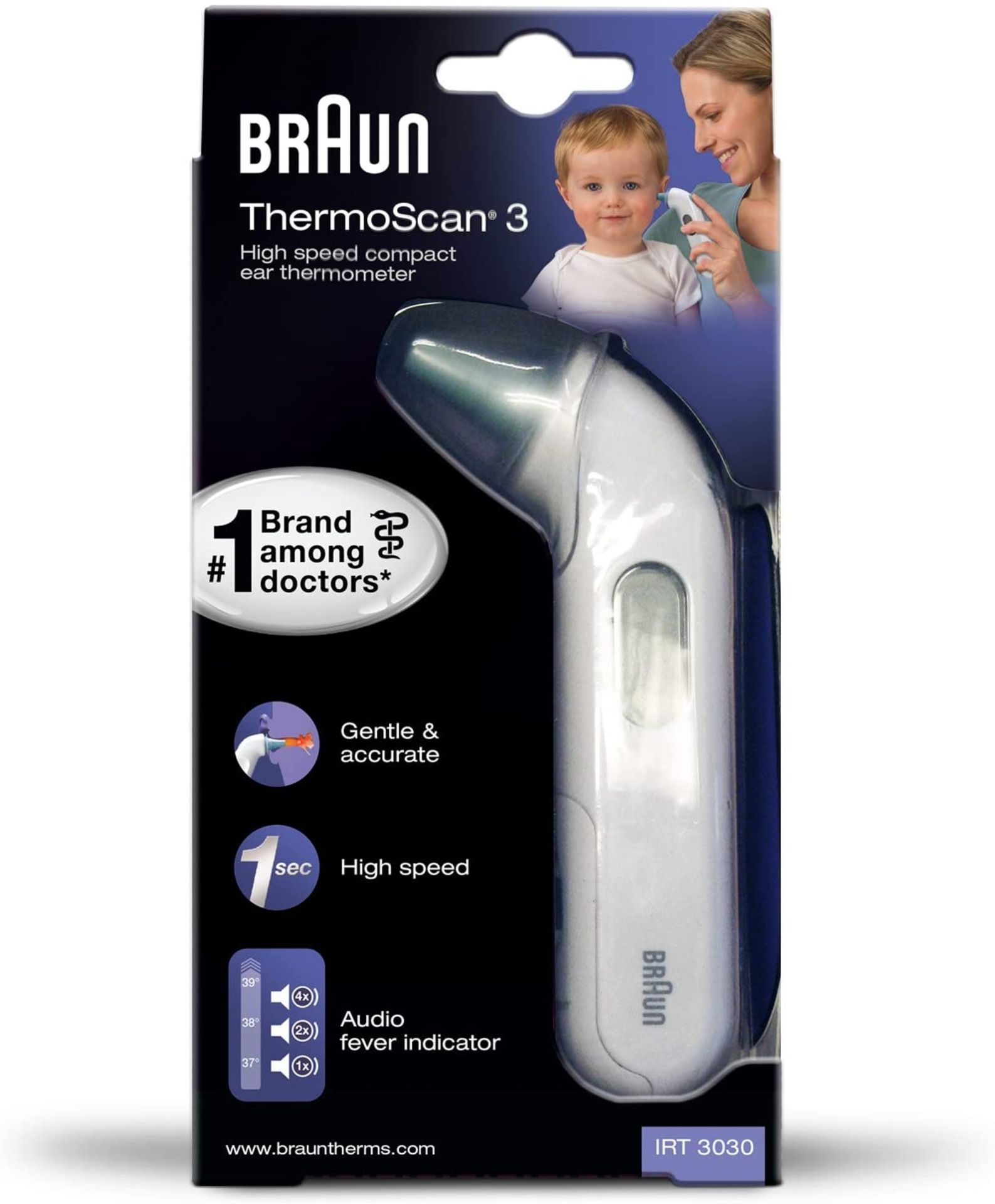 RRP £25 Braun IRT3030 ThermoScan 3 Infrared Ear Thermometer