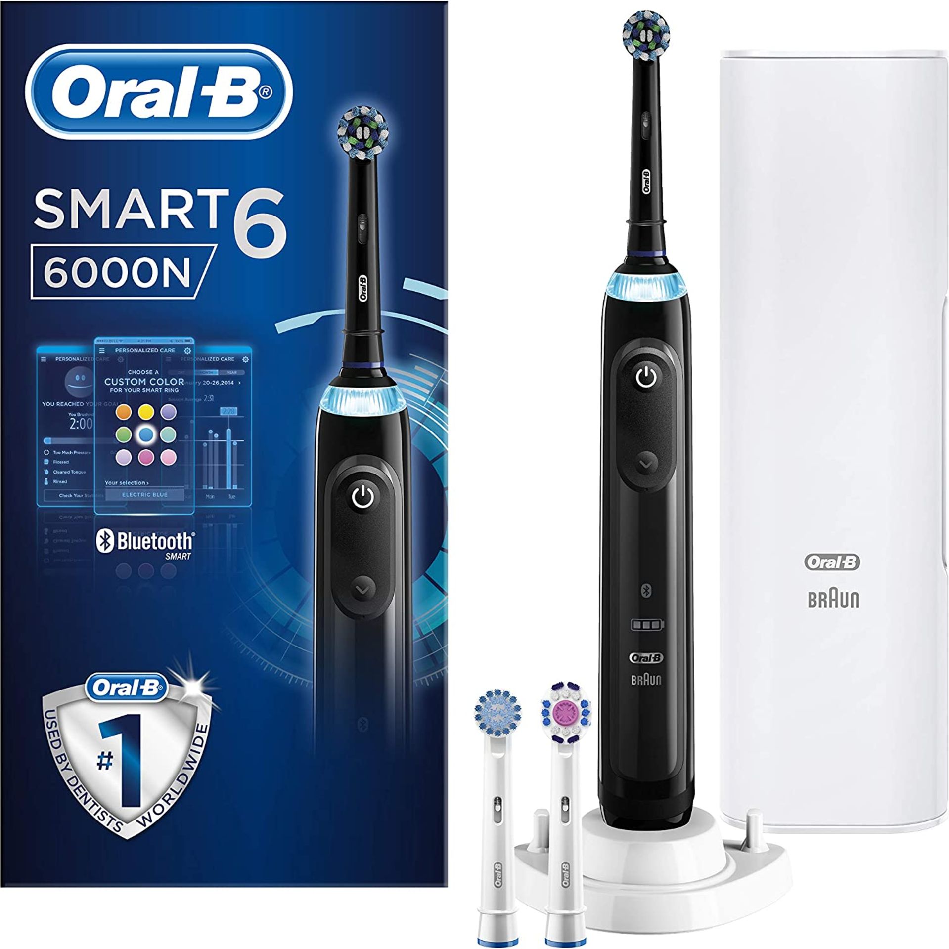 RRP £90 Oral-B Smart 6 6000N CrossAction Electric Toothbrush, 1 Black App Connected Handle, 5 Modes,