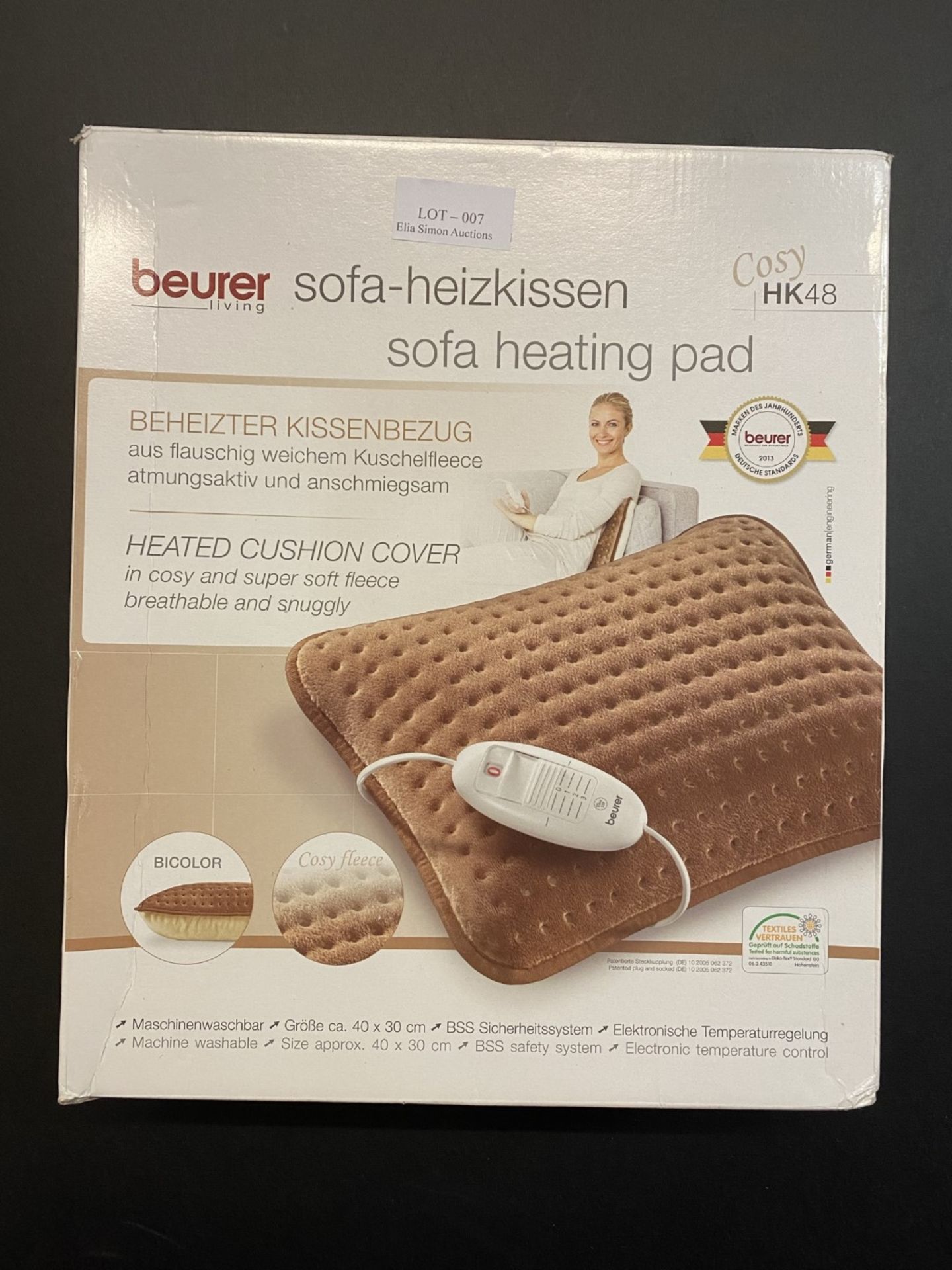 RRP £40 Beurer HK48 Heated Cushion | Heat pad Disguised as Cosy Sofa Cushion | Super Soft Surface | - Image 2 of 2