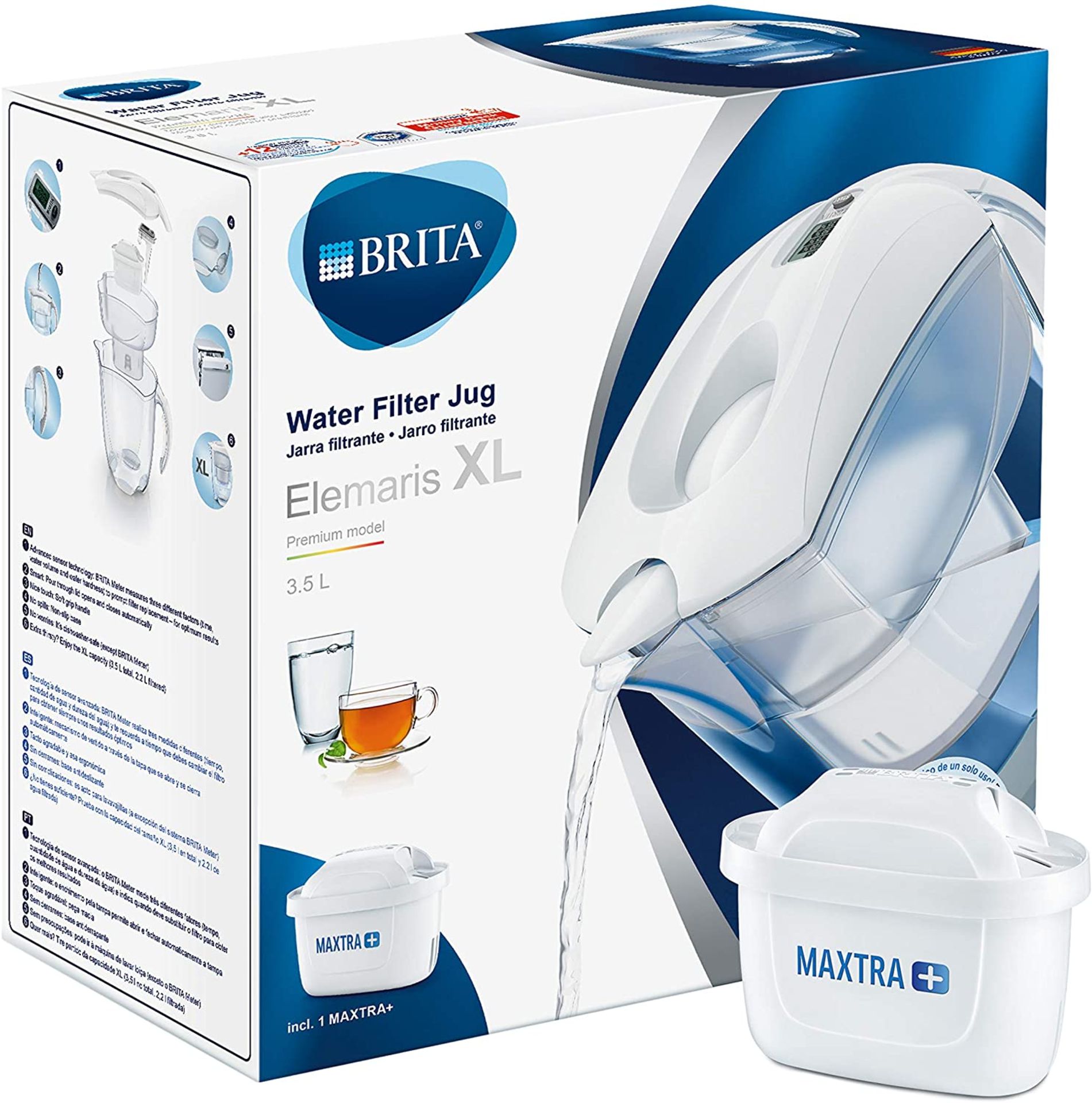 RRP £24 BRITA Elemaris XL water filter jug for reduction of chlorine, limescale and impuities, White