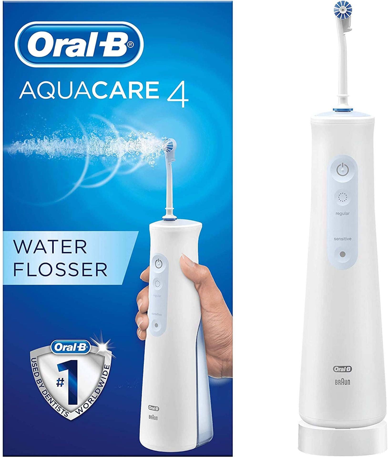 RRP £69 Oral-B Aquacare 4 Water Flosser Cordless Irrigator, Featuring Oxyjet Technology and 4 Cleani