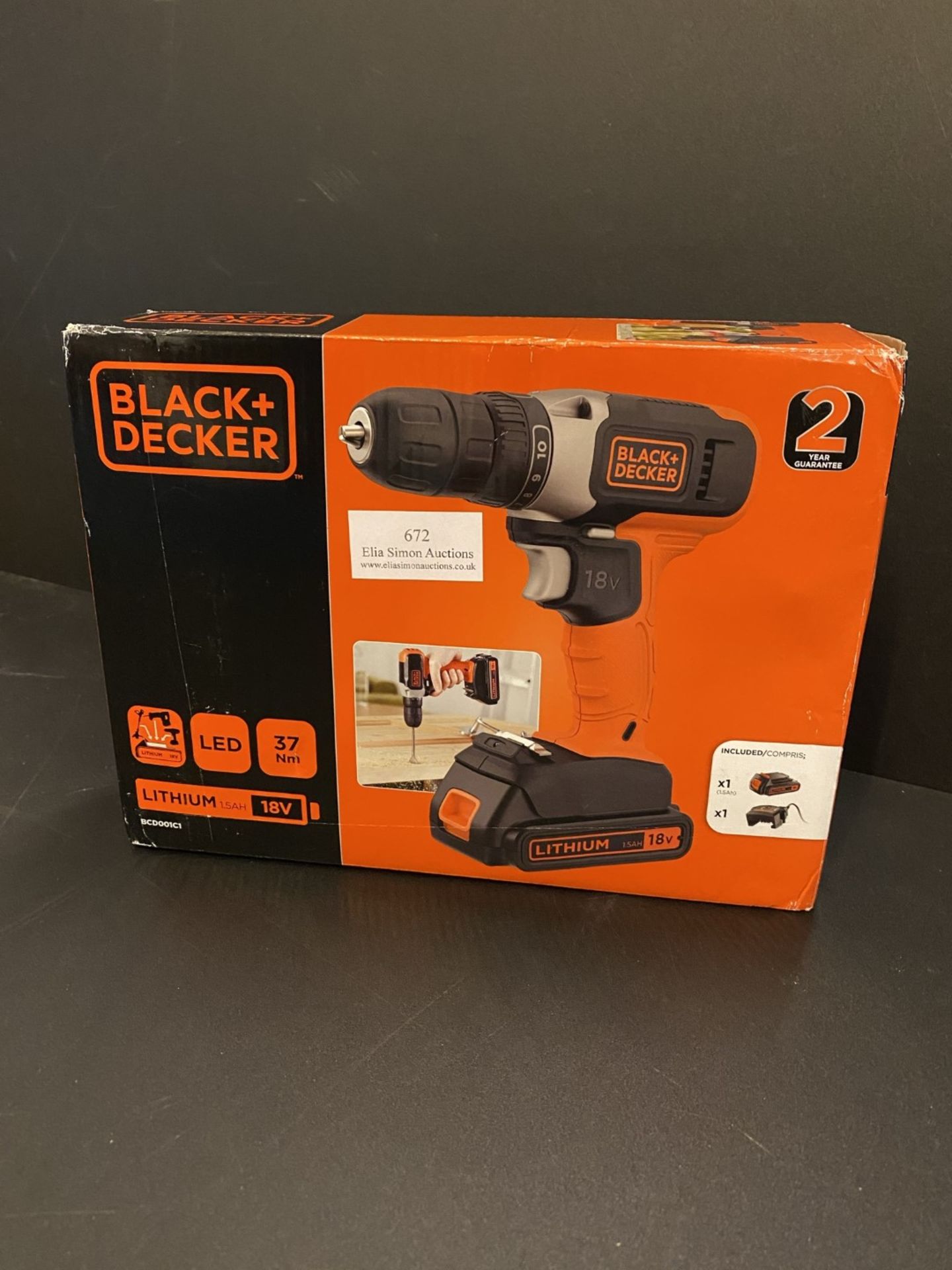 RRP £65 BLACK+DECKER 18 V Cordless Drill Driver with 10 Torque Settings, 1.5 Ah Lithium-Ion Battery, - Image 2 of 2