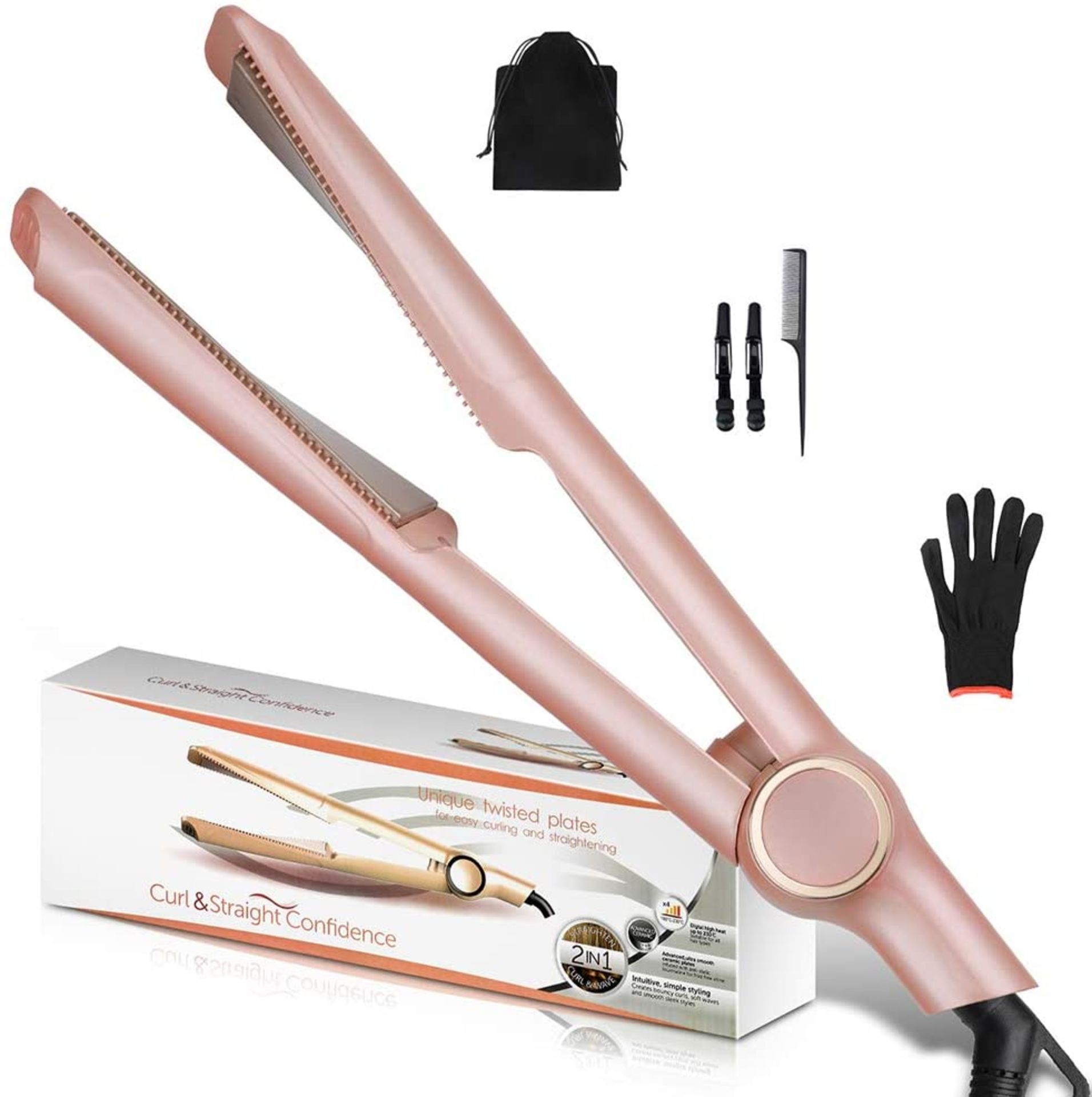 Hair Straightener and Curler, Culwad 2 in 1 Curl and Straight Twisted Hair Straighteners Curling Ton