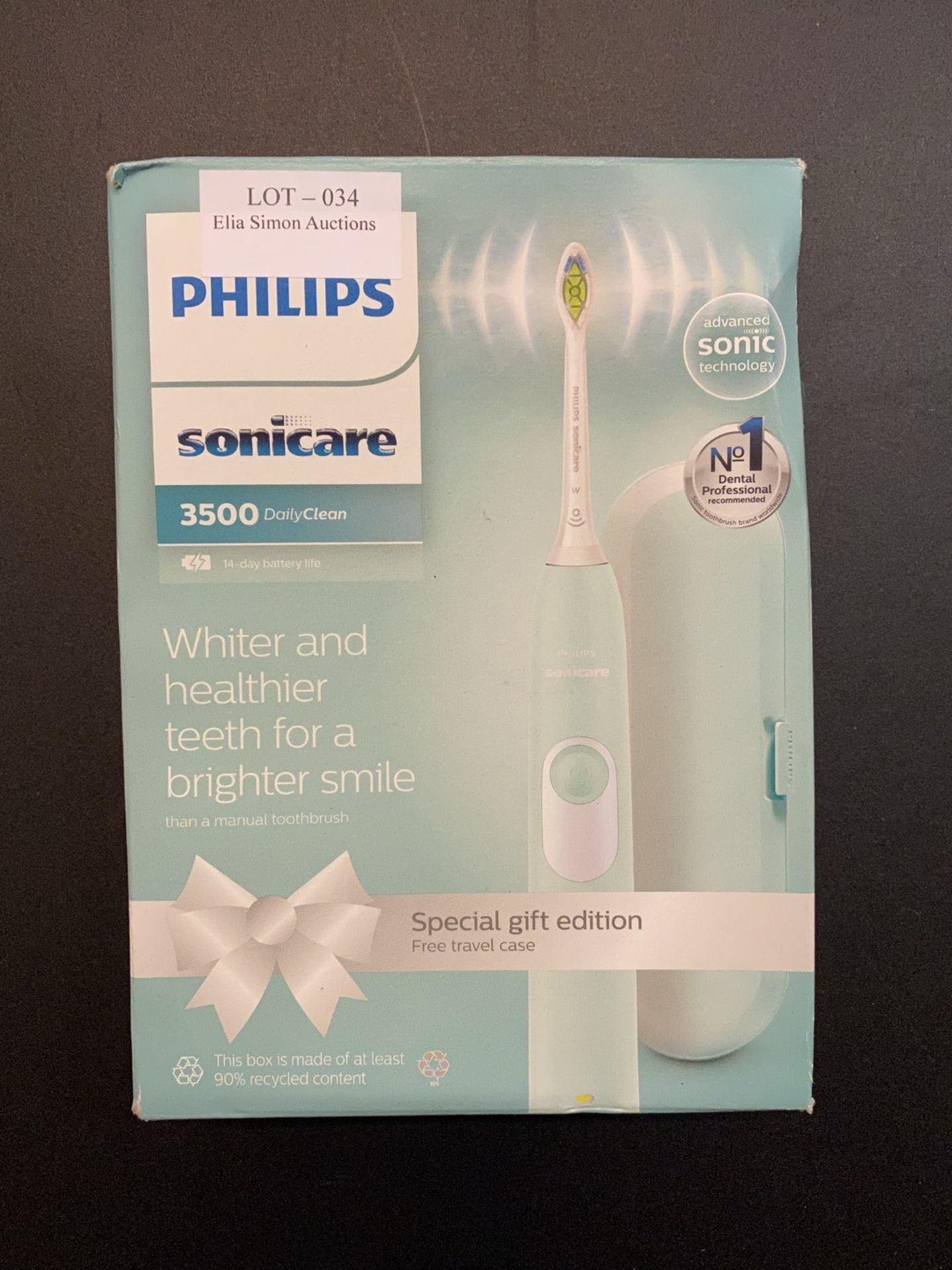 RRP £45 Philips Sonicare DailyClean 3500 Electric Toothbrush, Mint Green, with Travel Case and Optim - Image 2 of 2