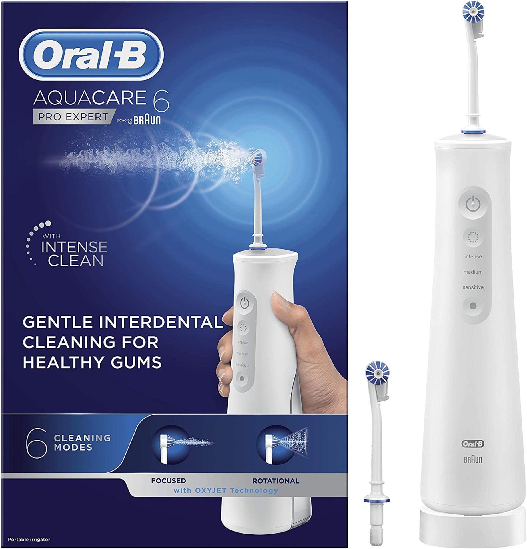 RRP £76 Oral-B Aquacare 6 Pro-Expert Water Flosser Cordless Irrigator, Featuring Oxyjet Technology a