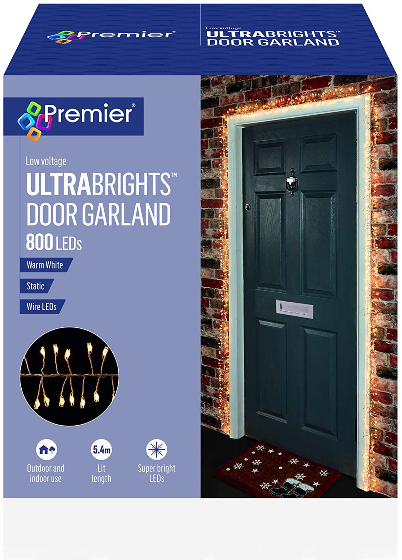 5.5m Ultrabrights Door Garland 800 LEDs in Warm White by Premier