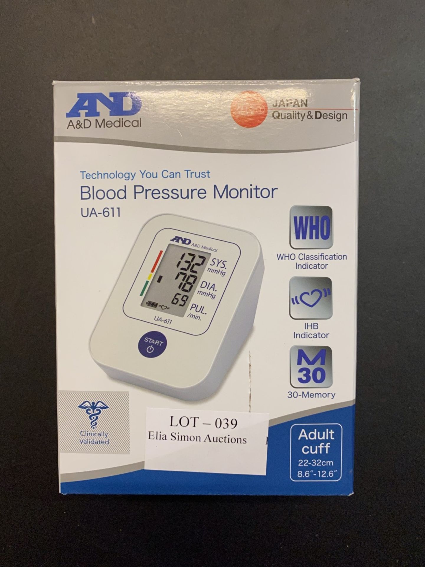 A&D Medical Blood Pressure Monitor Cuff Upper Arm Blood Pressure Machine Home Use UA-611 - Image 2 of 2