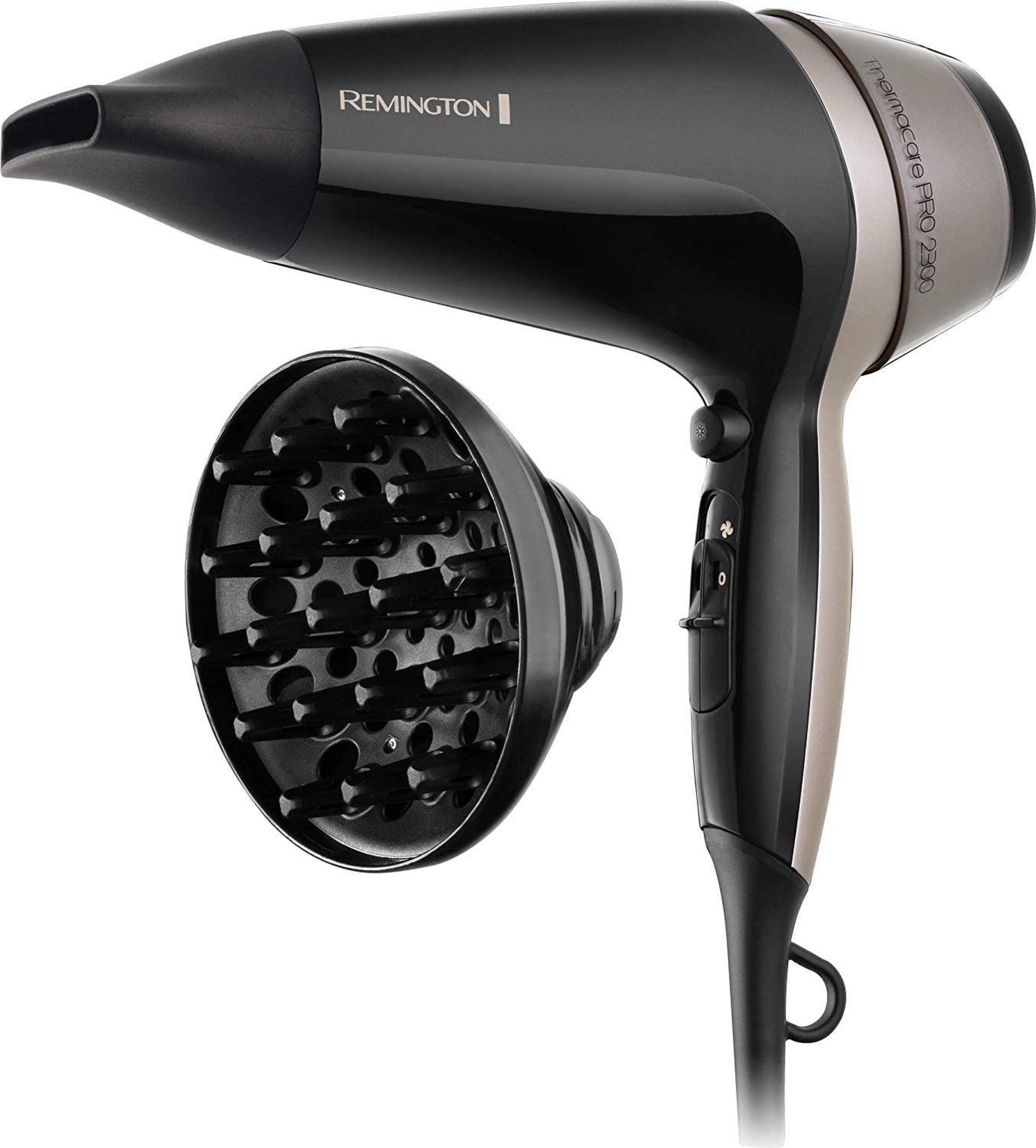 Remington Thermacare Pro Compact Hair Dryer with Concentrator and Diffuser, Three Heat and Two Speed