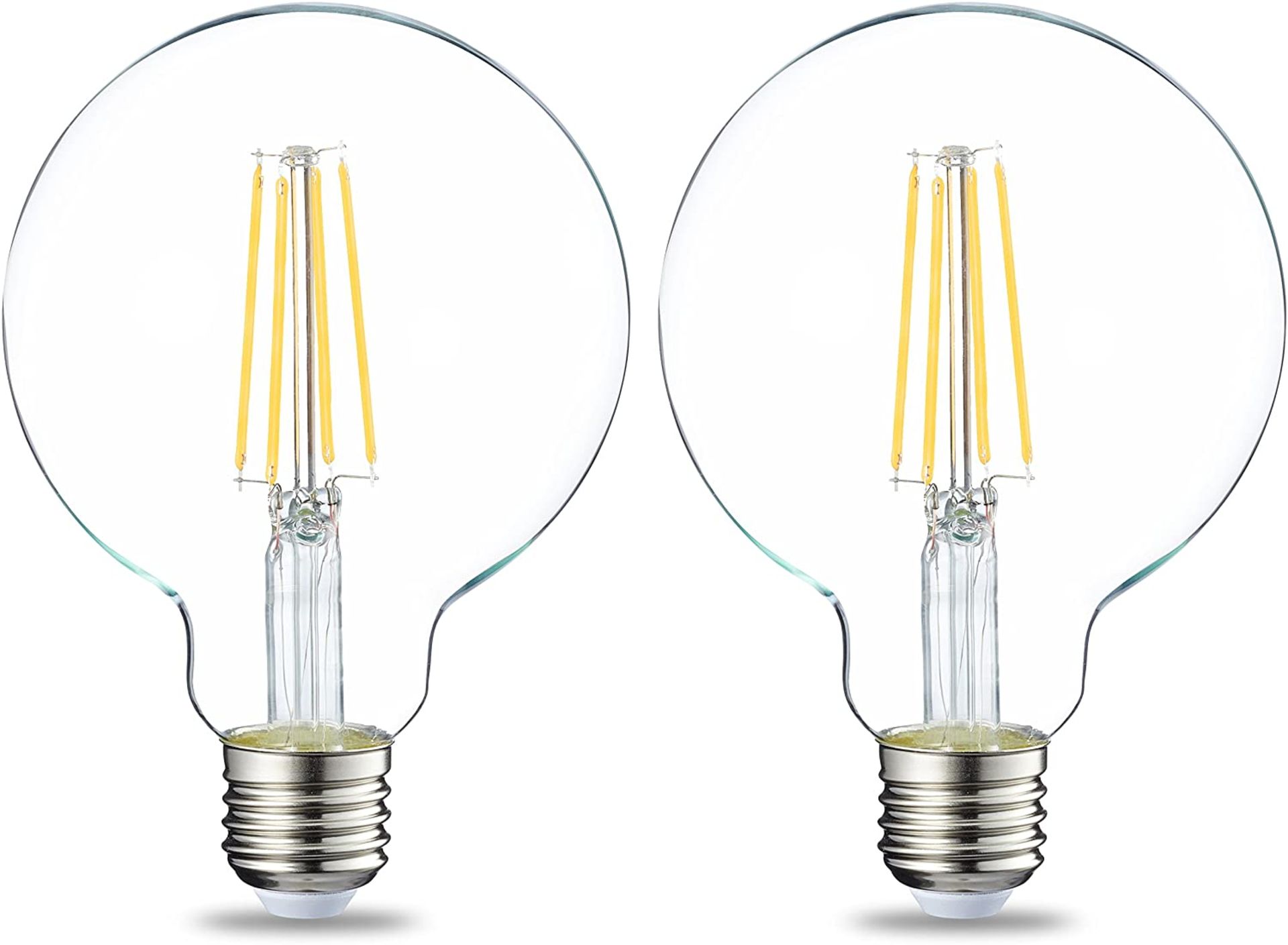 AmazonBasics LED E27 Edison Screw Globe G93 Bulb, 7W (equivalent to 60W), Clear Filament, Pack of 2