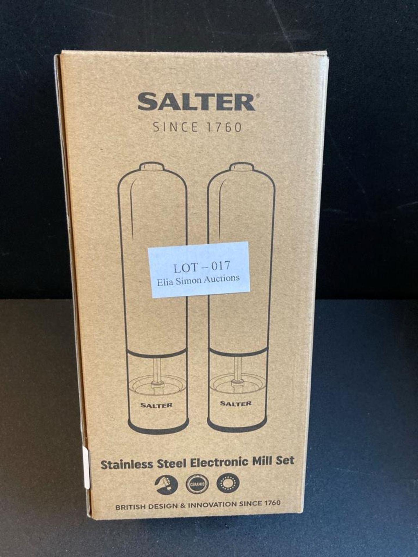 Salter Electric Salt and Pepper Mill Grinder Set â€“ Brushed Stainless Steel Finish, Ceramic Mechani - Image 2 of 2