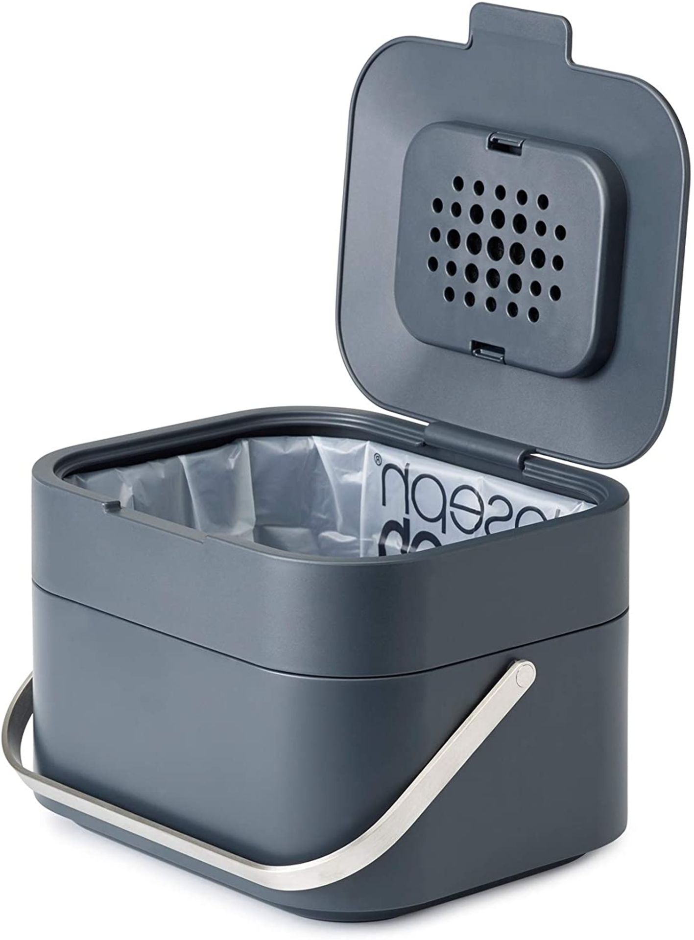 Joseph Joseph Intelligent Waste, Stack 4 Food Waste Caddy with Odour Filter - Graphite