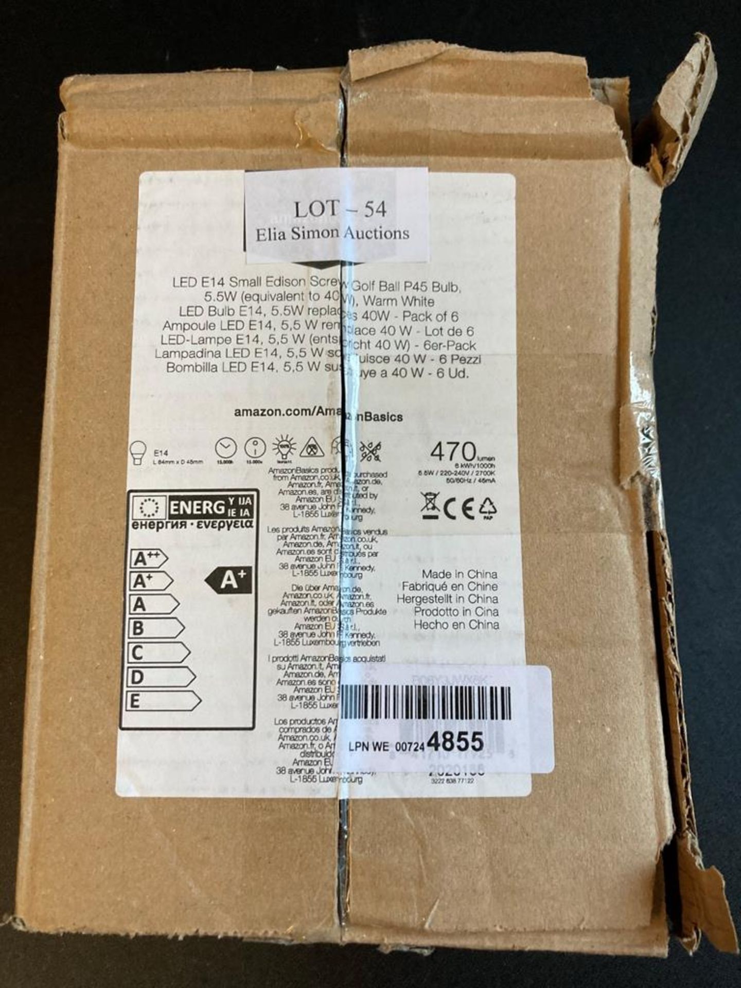 AmazonBasics LED E14 Small Edison Screw Golf Ball P45 Bulb, 5.5W (equivalent to 40W), Warm White- Pa - Image 2 of 2
