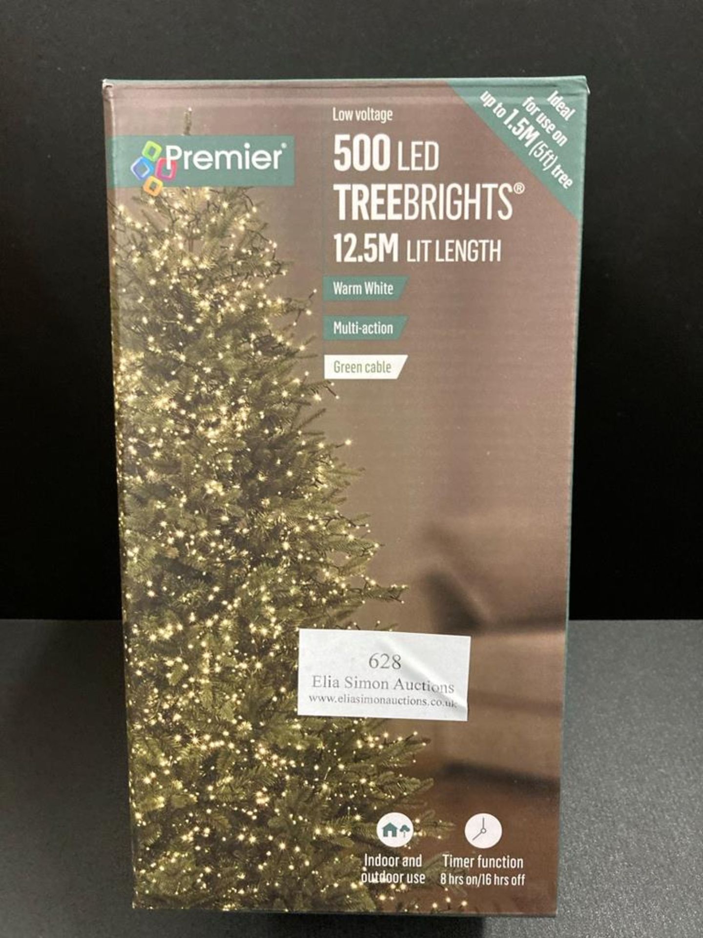 Premier Decorations 500 Supabright Christmas TREEBRIGHT Festive Lights, Warm White LEDs with Green C - Image 2 of 2