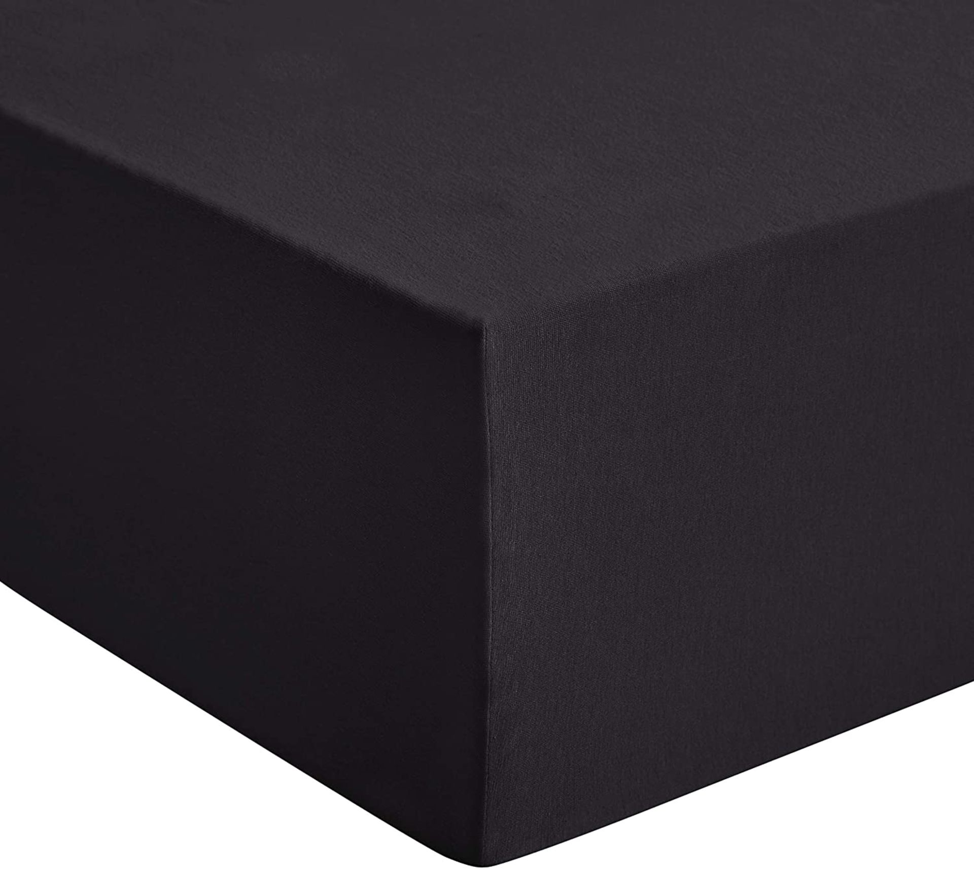 AmazonBasics Jersey Premium Fitted Sheet, Black - 150 x 200 cm, King