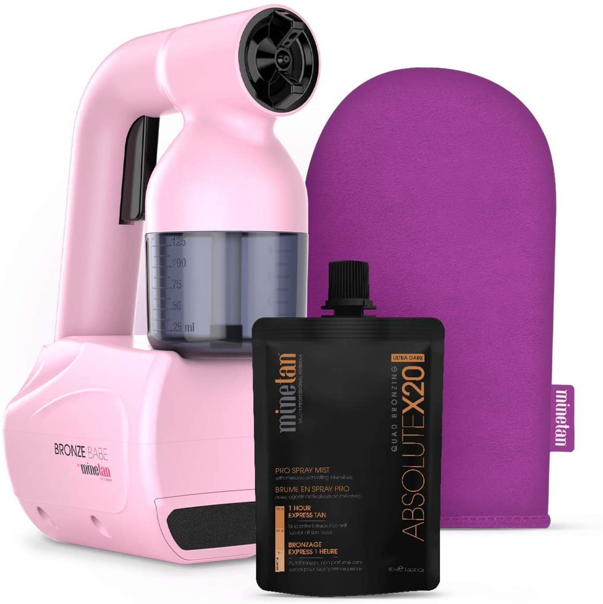 RRP £78 - MineTan Bronze Babe Personal Spray Tan Kit Pink - Portable, At Home Spray Tan Machine With
