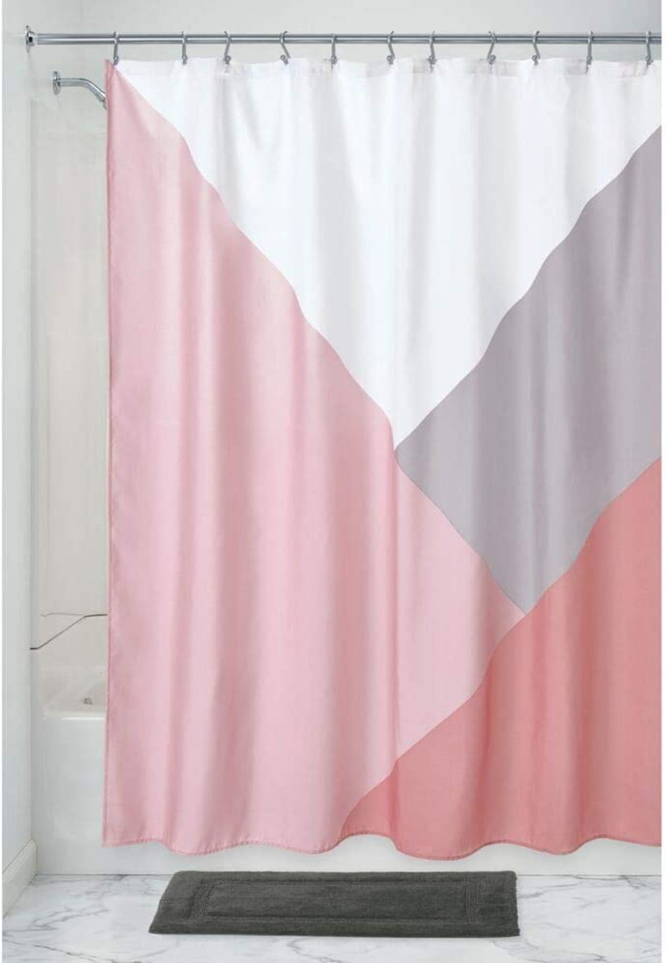 iDesign Colourblock Shower Curtain, Patterned Wide Shower Curtain for the Bath Made of polyester wit