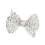 DIAMOND BOW BROOCH, 1920S mounted in platinum, designed as a bow, pavé-set with circular- and