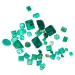 A MIXED LOT OF UNMOUNTED EMERALDS of emerald cut, round cut, etc, all totalling 30.0 carats.