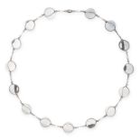 A VINTAGE ROCK CRYSTAL BEAD NECKLACE comprising a single row of fifteen polished rock crystal
