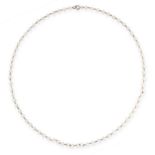 A PEARL CHAIN NECKLACE, EARLY 20TH CENTURY comprising a single row of seventy-two pearls,