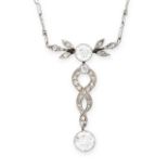 A DIAMOND PENDANT NECKLACE, EARLY 20TH CENTURY set with two principal old cut diamonds accented by