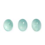 THREE UNMOUNTED AQUAMARINES oval cabochon cut, all totalling 11.96 carats.