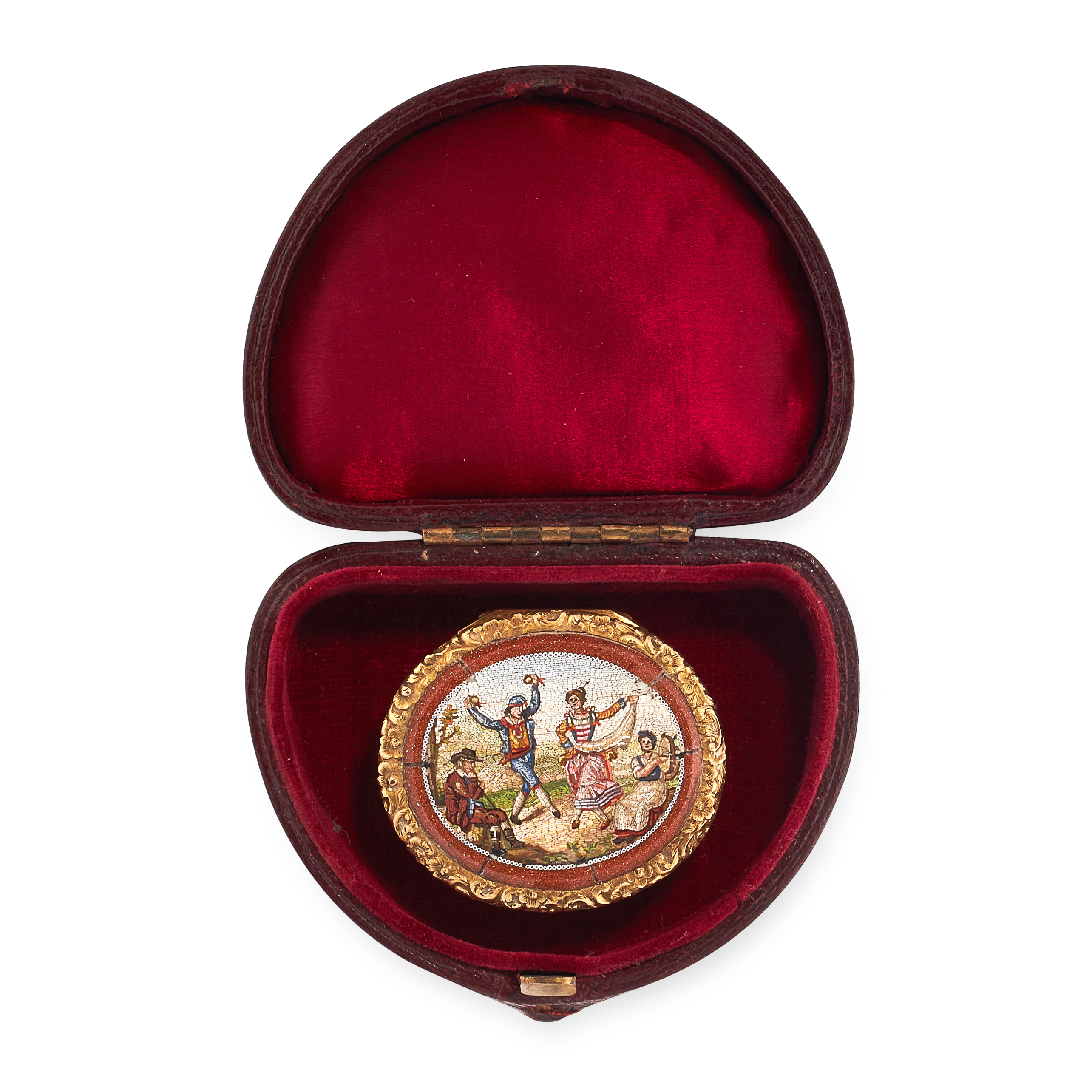 AN ANTIQUE MICROMOSAIC VINAIGRETTE BOX, 19TH CENTURY the oval body with engine turned decoration - Image 2 of 2