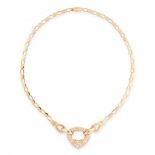 A VINTAGE DIAMOND NECKLACE, GARRARD in 18ct yellow gold, the fancy link chain suspending a