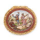 AN ANTIQUE MICROMOSAIC VINAIGRETTE BOX, 19TH CENTURY the oval body with engine turned decoration