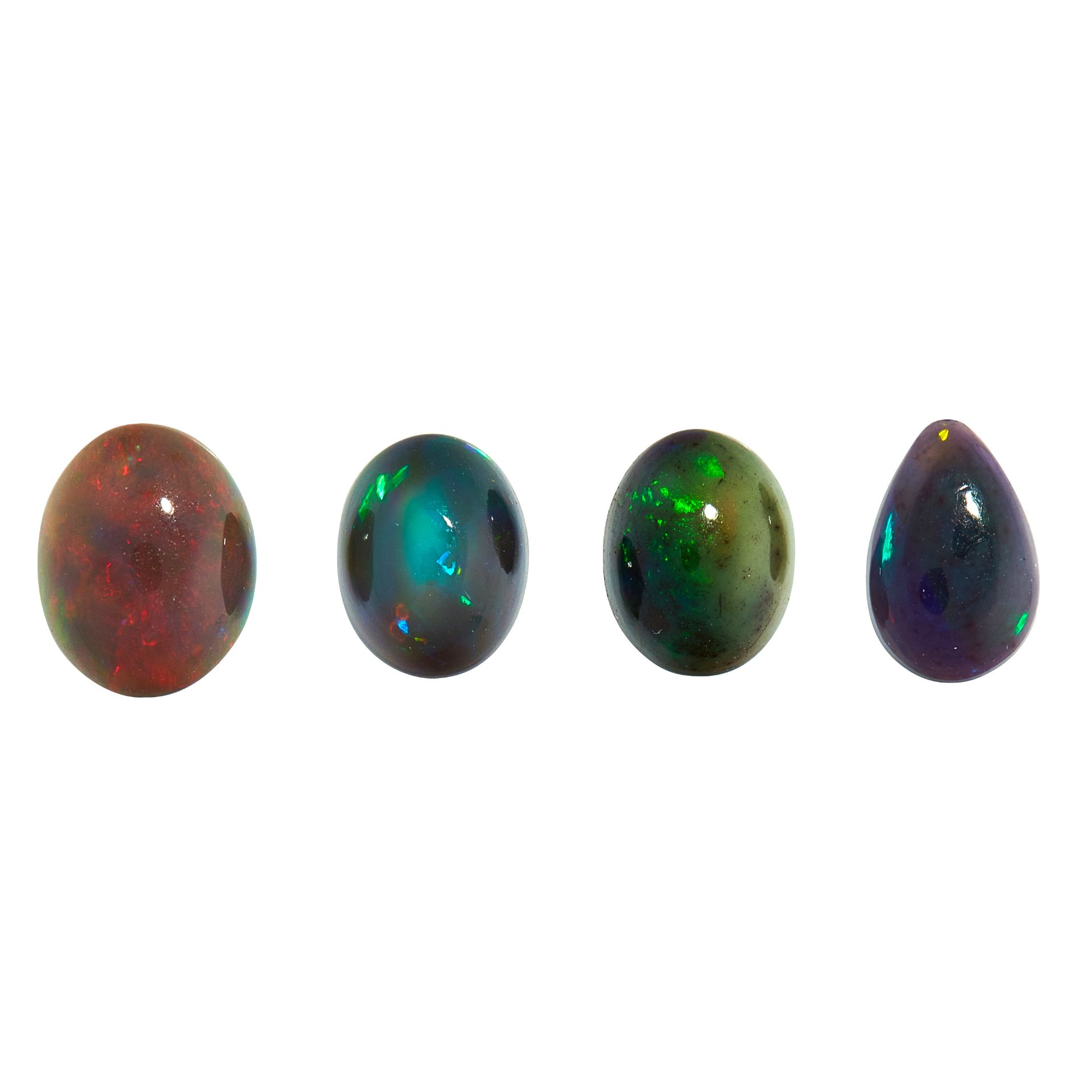 A MIXED LOT OF UNMOUNTED OPALS pear shaped and oval cabochon cut, all totalling 4.85 carats.