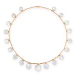 AN ANTIQUE MOONSTONE NECKLACE, EARLY 20TH CENTURY in yellow gold, formed of a belcher link chain