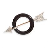 AN ART DECO DIAMOND AND ONYX BROOCH, EARLY 20TH CENTURY in yellow gold, designed to depict an