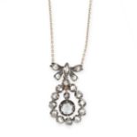 AN ANTIQUE DIAMOND PENDANT NECKLACE, 19TH CENTURY in yellow gold and silver, the pendant set with