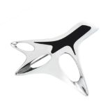 A VINTAGE ENAMEL BROOCH, HENNING KOPPEL FOR GEORG JENSEN in silver, design number 323, of abstract