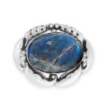 A LABRADORITE BROOCH, GEORG JENSEN CIRCA 1920 in silver, design number 146, set with an oval