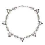 AN AMETHYST NECKLACE, GEORG JENSEN 1933-1944 in silver, design number 3, the alternating oval and