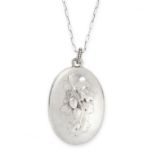 A PENDANT AND CHAIN, GEORG JENSEN CIRCA 1920 in silver, the oval body chased with foliage, 1915-27