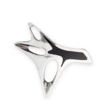 A VINTAGE ENAMEL BROOCH, HENNING KOPPEL FOR GEORG JENSEN in silver, design number 323, of abstract