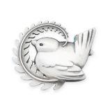 A VINTAGE BIRD BROOCH, ARNO MALINOWSKI FOR GEORG JENSEN in silver, design number 309, designed to