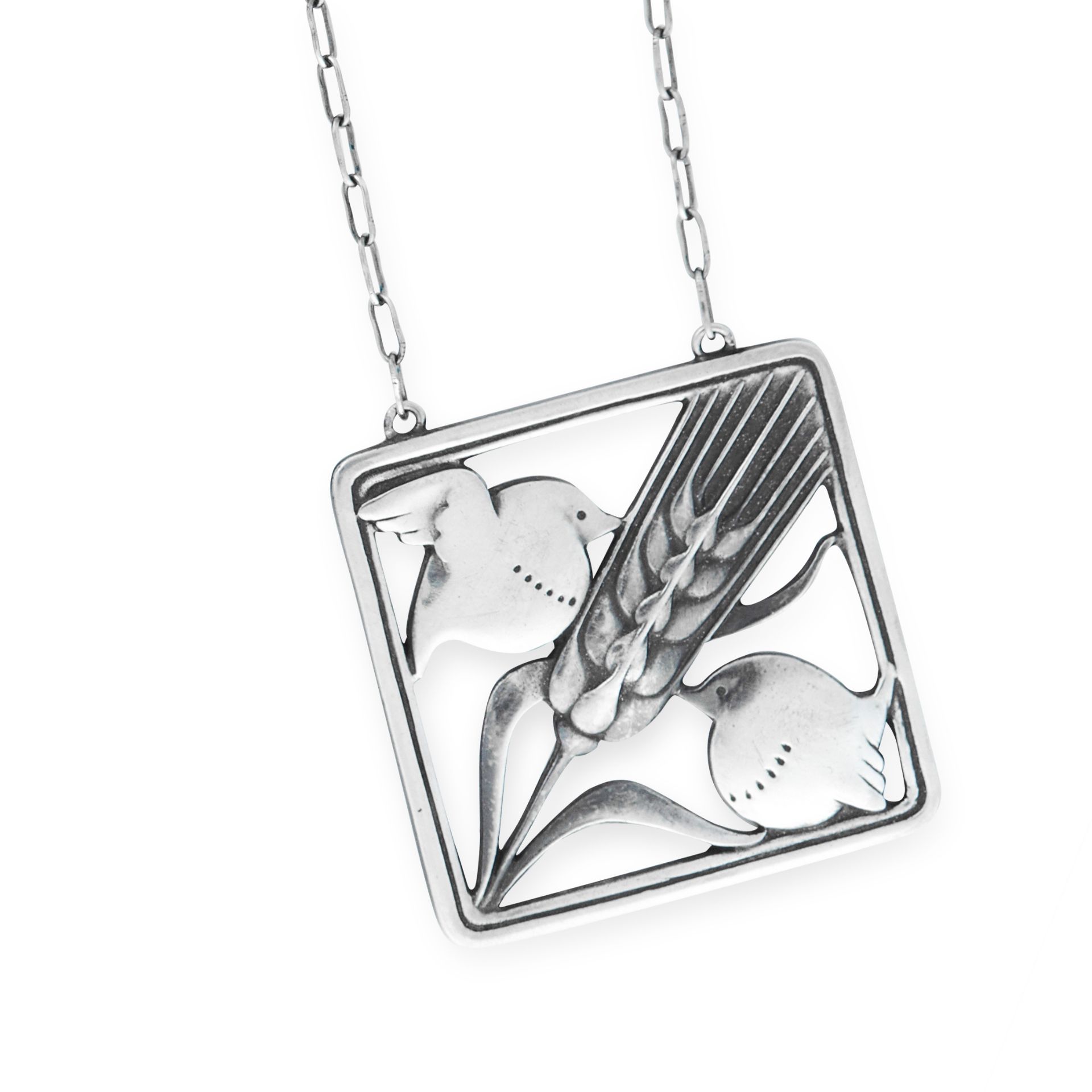 A BIRD PENDANT NECKLACE, ARNO MALINOWSKI FOR GEORG JENSEN 1933-1944 in silver, design number 93,