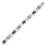 A LABRADORITE AND MOONSTONE BRACELET, GEORG JENSEN CIRCA 1920 in silver, design number 16, the