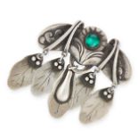 AN ANTIQUE MALACHITE BROOCH, GEORG JENSEN 1904-1908 in silver, design number 14, the body set with a