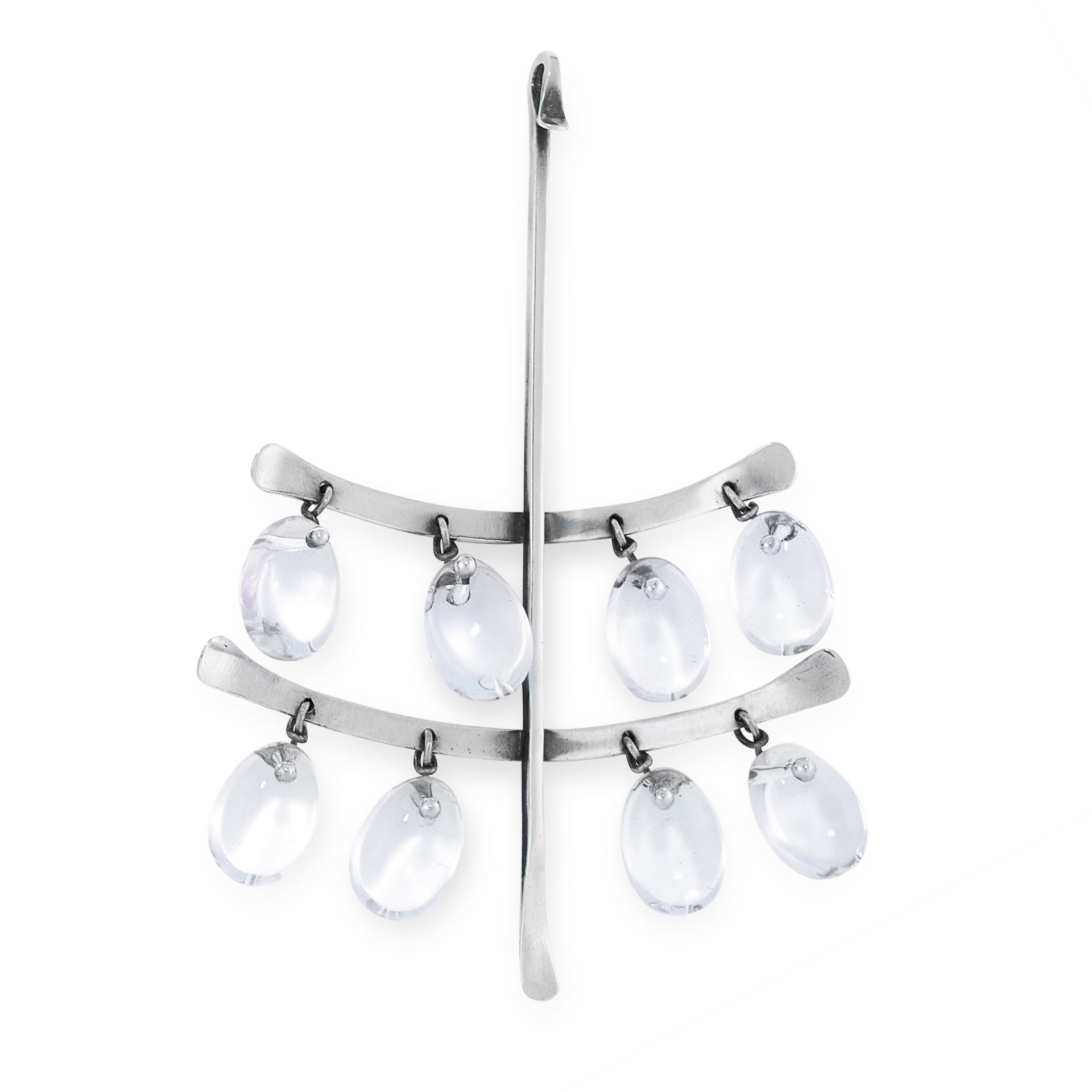 A VINTAGE ROCK CRYSTAL PENDANT, VIVIANNA TORUN FOR GEORG JENSEN in silver, design number 135,