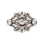 AN ANTIQUE DIAMOND BROOCH, EARLY 19TH CENTURY in yellow gold and silver, set with a principal