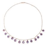 AN ANTIQUE AMETHYST NECKLACE, EARLY 20TH CENTURY in yellow gold, formed of a single row of