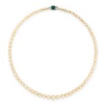 A PEARL AND PASTE NECKLACE comprising a single row of sixty-eight graduated pearls ranging 8.7mm