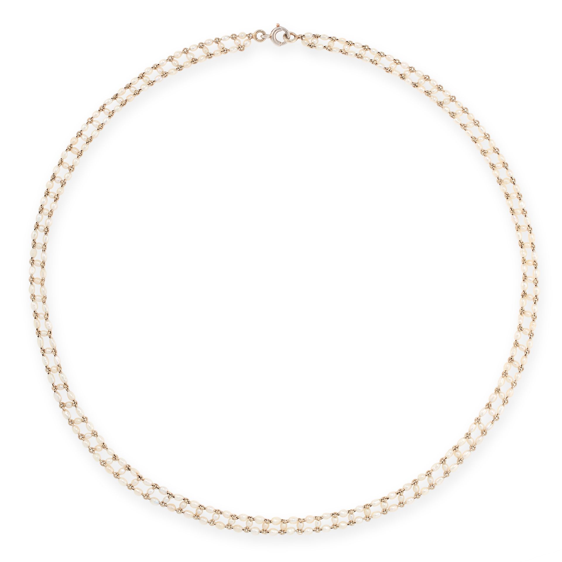 AN ART DECO PEARL CHAIN NECKLACE, EARLY 20TH CENTURY formed of two rows of pearls connected in a