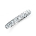 A DIAMOND ETERNITY RING the band set all around with a single row of round cut diamonds, all